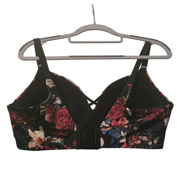 Torrid Curve Black Red Blue Floral No Underwire Padded Women's Bra 40DD - Picture 3 of 6